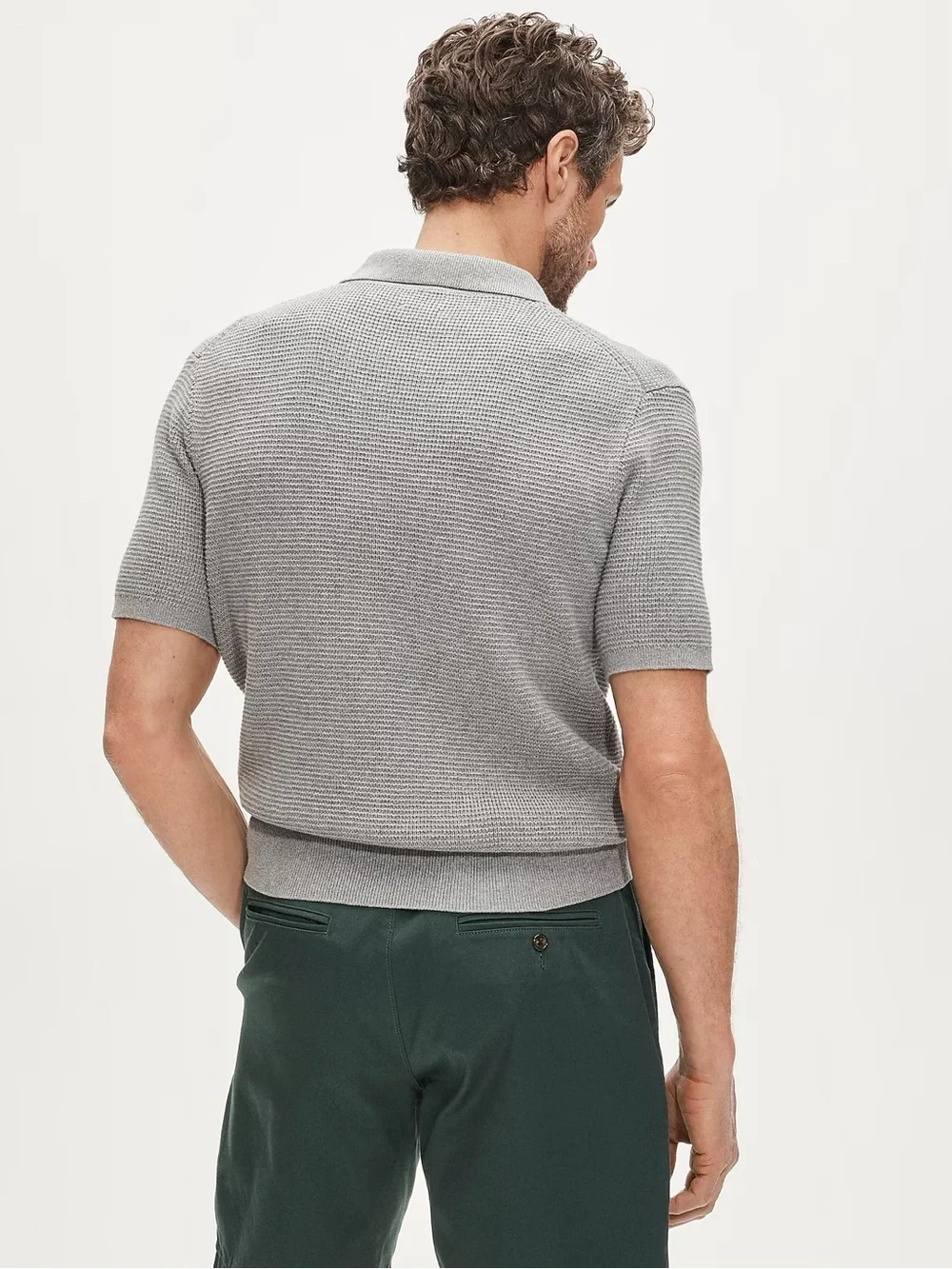 J. Crew Men's Light Gray Knit Polo - Picture 2 of 4